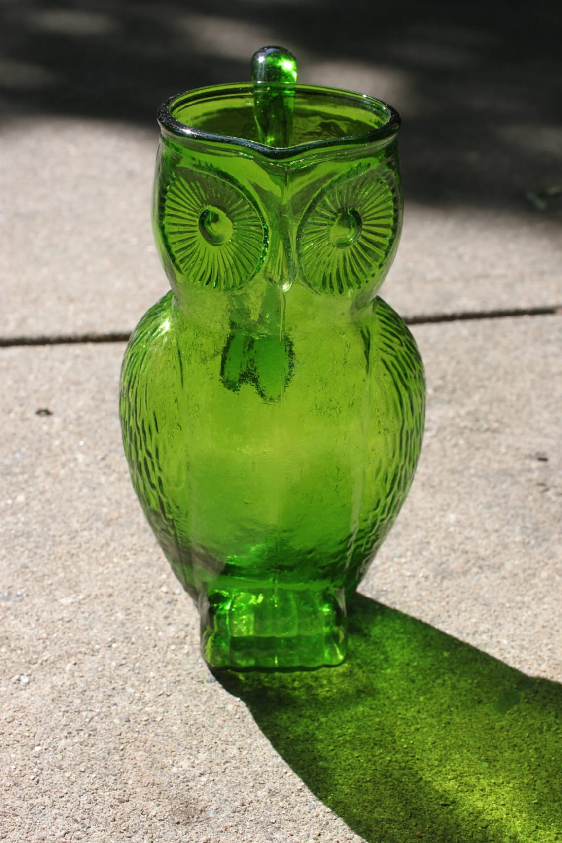 Leafy Green Glass Owl Pitcher Etsy