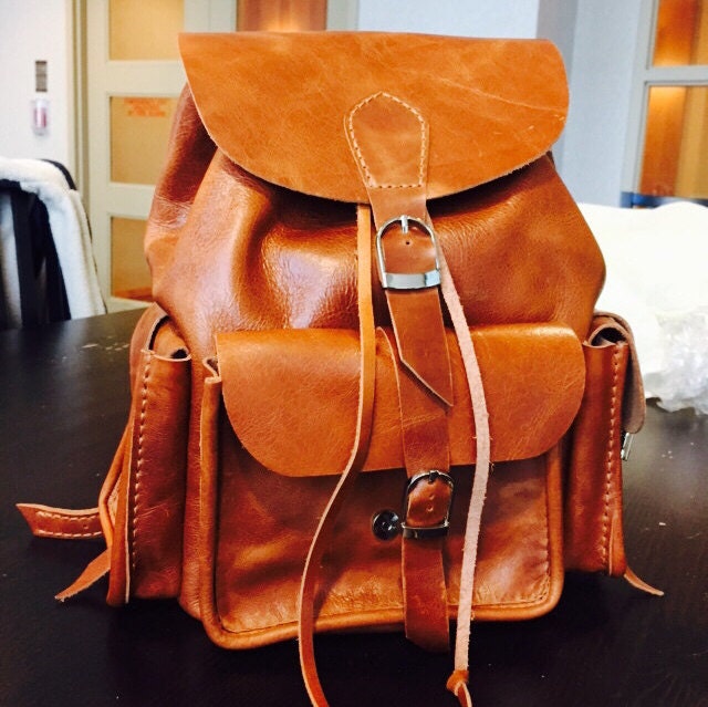 Mymate Mini Handstitched Leather Backpack Purse With Three Etsy