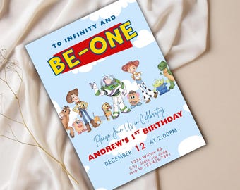 To Infinity and Be-ONE Birthday Invitation | Editable Canva Template | Toy-Inspired Party | Instant Download