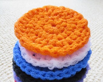 Crochet Nylon Net Dish Scrubbies - Set of 3 - Choose Your Colors