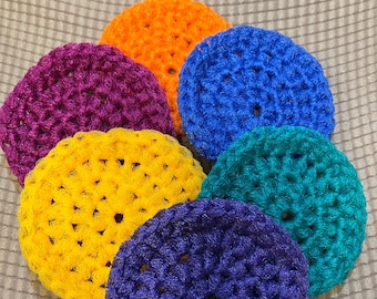 Crochet Dish Scrubbies - Set of 6 Bright Nylon Net Scrubbers
