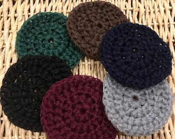 Set of 6 Dish Scrubbies. Dark Neutral Colors! Crochet Nylon Dish Scrubber.