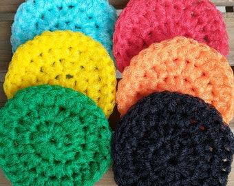 Hand Crocheted Nylon Net Pot Scrubbers - Set of 3 ROYAL BLUE & HOT PINK