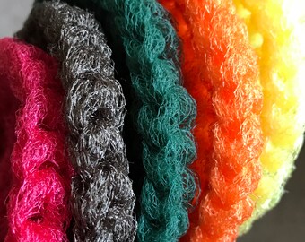 Crochet Nylon Net Dish Scrubbies - Fall Colors, Set of 5