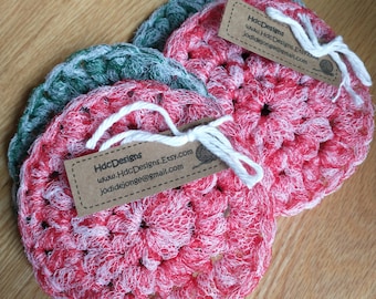 Set of 4 "Frosted Christmas" Swirled Dish Scrubbies. Crochet Nylon Dish Scrubber.