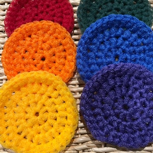 Set of 6 Dish Scrubbies. Classic Rainbow Colors Crochet Nylon Dish ...
