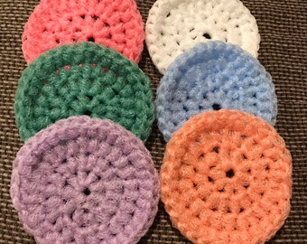 Crochet Nylon Net Dish Scrubbies: Pastel Colors, Set of 6