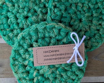 SET of 3 Dish Scrubbies. Green/Olive swirls, as pictured.