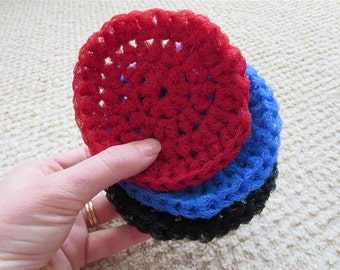 Crochet Nylon Dish Scrubbies, Set of 3, Choose Your Colors