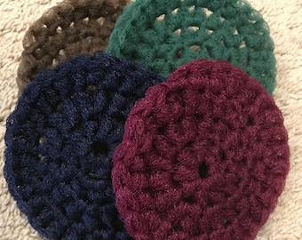Crochet Nylon Dish Scrubbies - Dark Colored Favorites: Set of 4