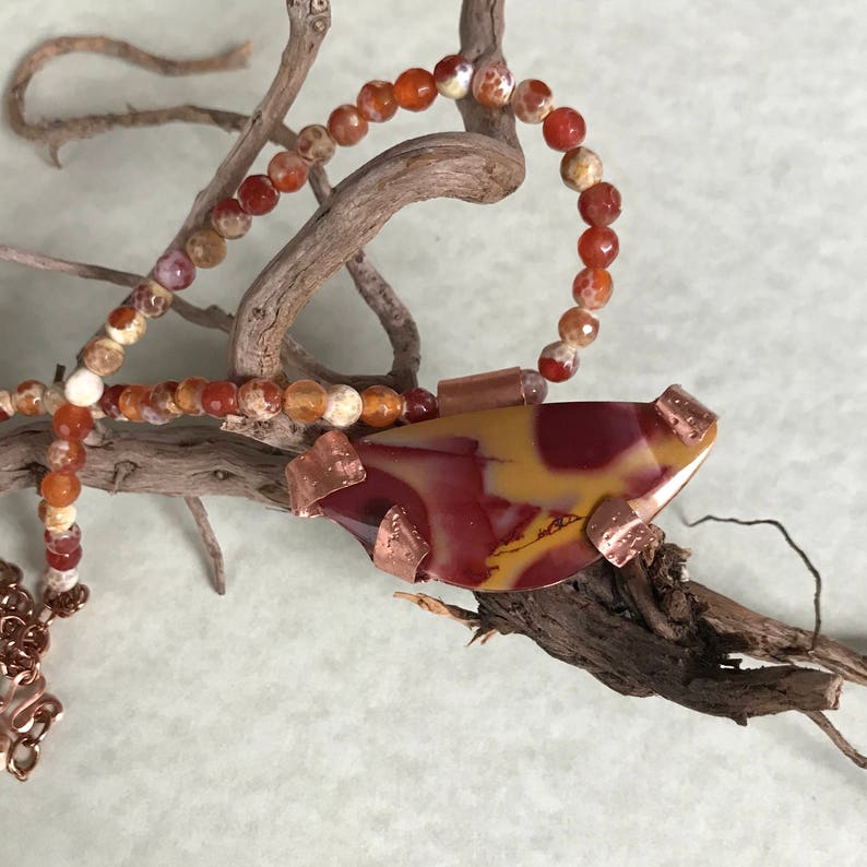 Christmas Gift Unique Gift Boho Beaded Wife Gift Birthday Gift Girlfriend Gift Adjustable Statement Pendant Necklace Organic Raw