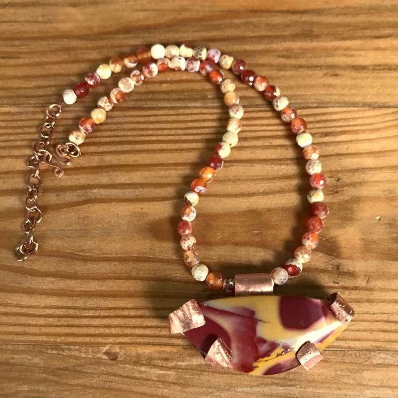 Christmas Gift Unique Gift Boho Beaded Wife Gift Birthday Gift Girlfriend Gift Adjustable Statement Pendant Necklace Organic Raw