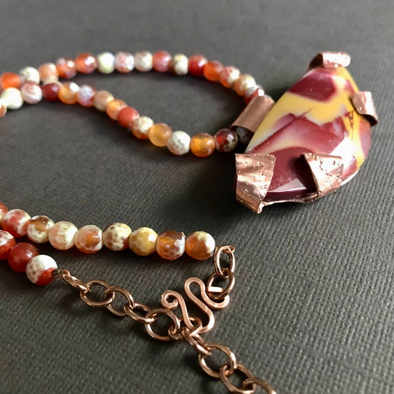 Christmas Gift Unique Gift Boho Beaded Wife Gift Birthday Gift Girlfriend Gift Adjustable Statement Pendant Necklace Organic Raw