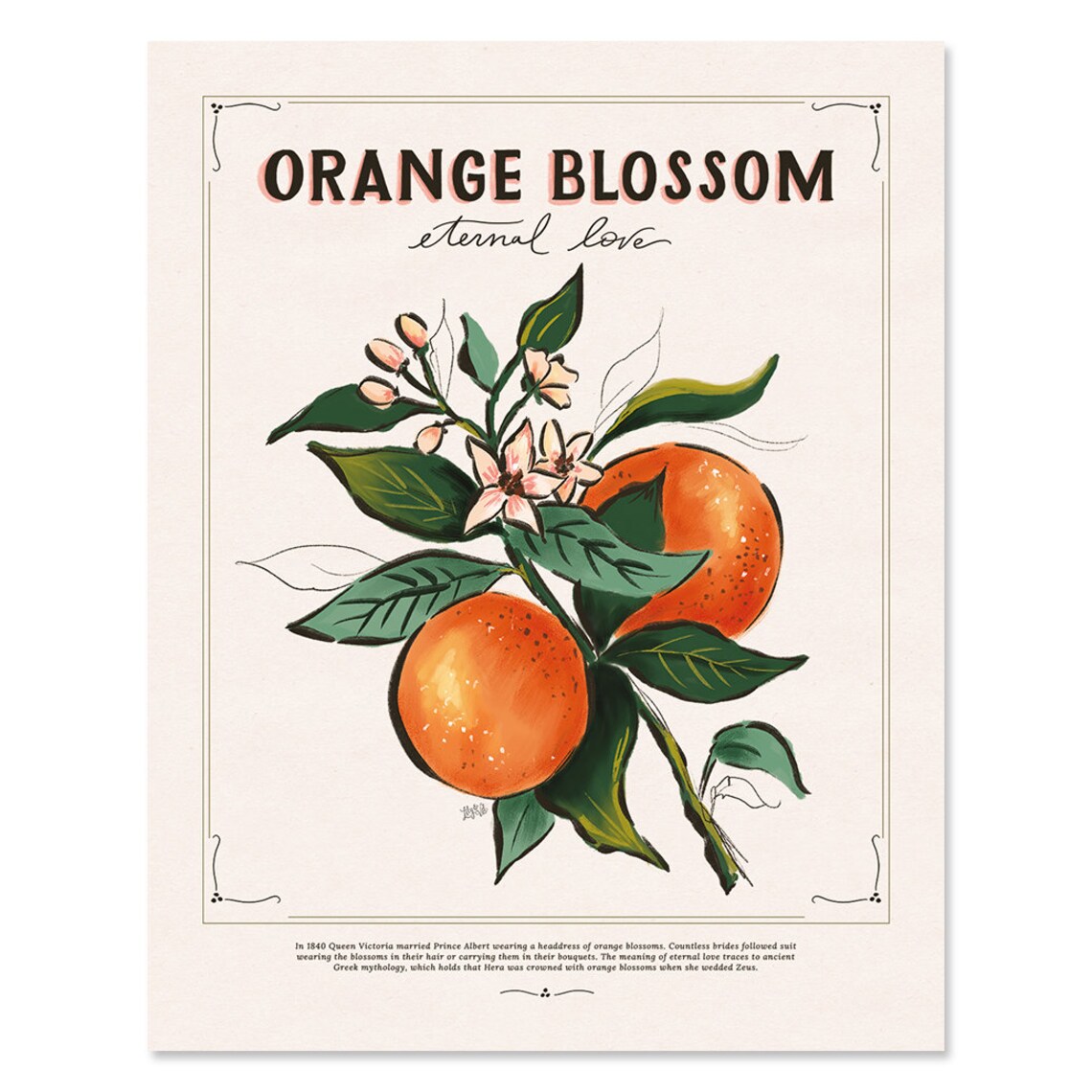 Orange Blossom Print Home Decor Spring Hand-drawn Wall - Etsy