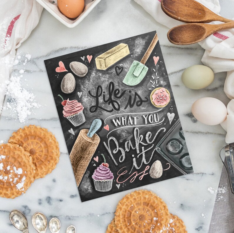 Kitchen Decor Kitchen Chalkboard Art Gift for the Baker Etsy