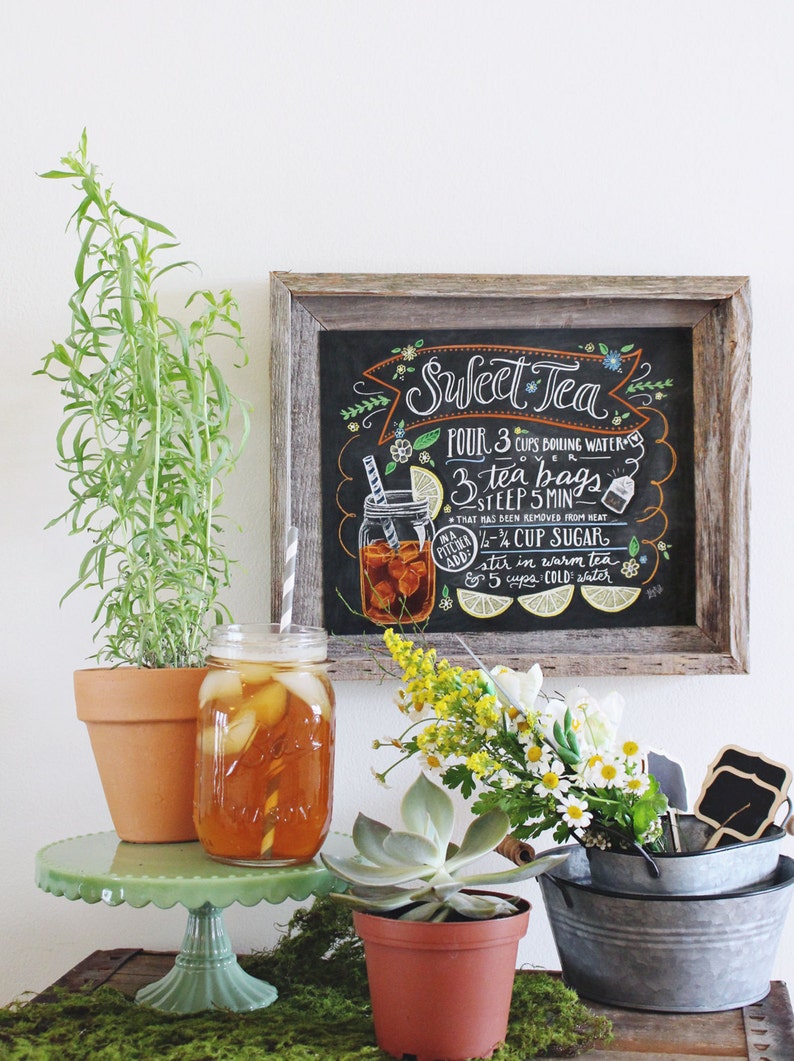 Chalkboard Sign Art Print Sweet Tea Recipe Print Kitchen Etsy