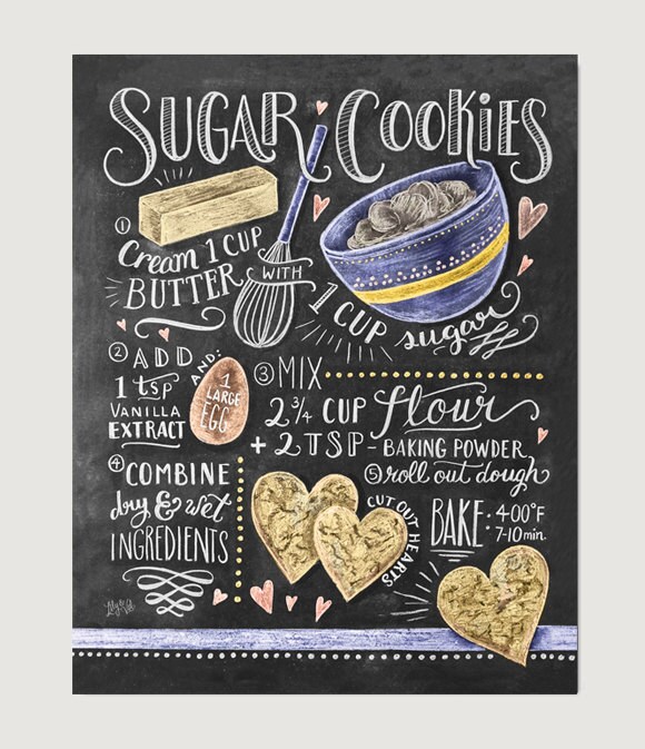 Sucre Recette Estampe - Art Mural de Cuisson Cookie Sugar Cookies Impression Cuisine Decor