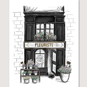 Fleuriste - French Scene - Illustration - Spring Decor - Art Print - Florist - Hand Drawn - France
