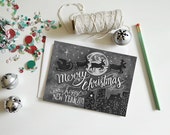 2014 Limited Edition Christmas Card - Retro Merry Christmas Card - Christmas Chalkboard Card - Illustration by Valerie McKeehan