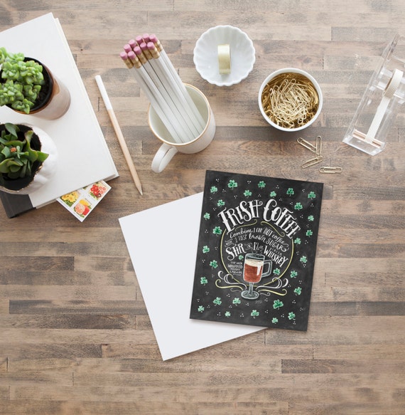 Irish Coffee Recipe Note Card Hand Lettered Card St Etsy