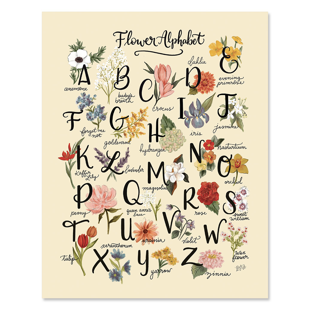 Alphabet Floral - Imprimé Décor Printanier Art Lettrage à La Main Illustration Florale Mural de Pépi