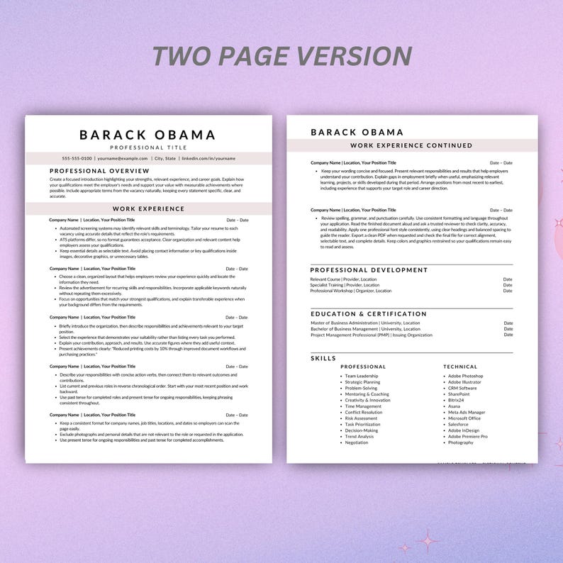 ATS Resume Template Canva, ATS Friendly CV, Minimalist Resume, Simple ...
