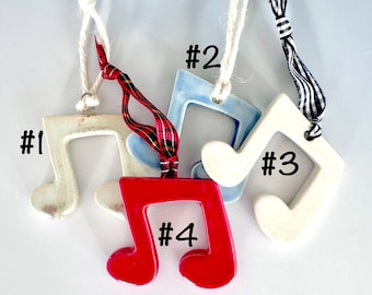 Music Note Ornament, handmade, stoneware