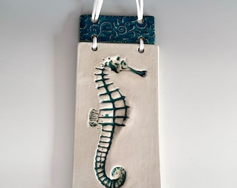 Seahorse Wall Tile, Stoneware, Handmade