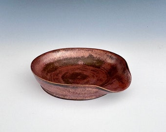 Copper Glaze Spoon Rest, Handmade, Stoneware