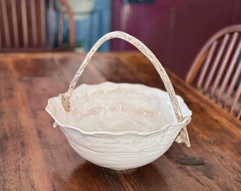 Handmade Large Stoneware Bowl With Driftwood Handle