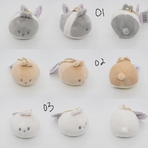 NEW! 01-06 Mokyutto USAGI Mochi soft by YELL Japan plush keychain strap key fob bag charm