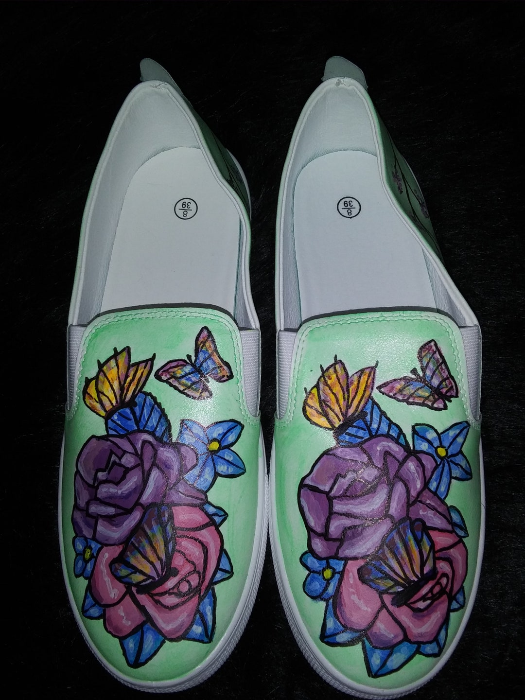 Hand Painted Flower Shoes Etsy