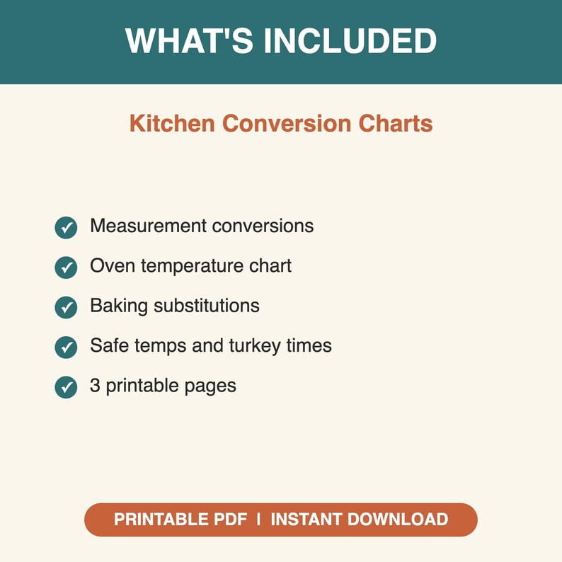Kitchen Conversion Chart Printable, Baking Substitutions Cheat Sheet ...