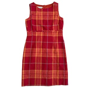 vintage plaid dress 90s Vintage 90s Pewter Plaid Maxi Dress Hermine
