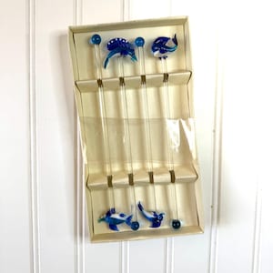 Vintage Lampwork Ocean Sea Life Swizzle Sticks – Glass Stir Sticks (Set of 6)