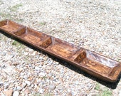 Hand carved Wooden dough bowl, LONG Skinny trencher with divided bowls 39 3 4 inches long, 2234