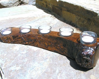 Wood Candle Holder Reclaimed Barbed Wire Fence Post Rustic Etsy