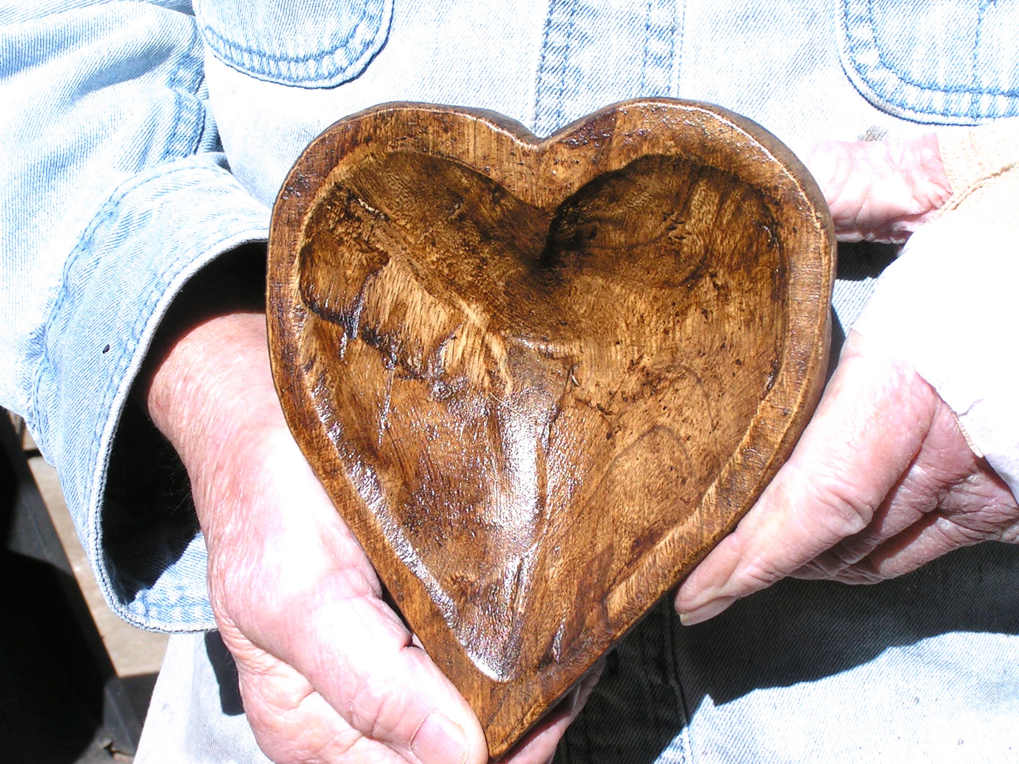 Wood Love Heart Hand Carved Heart solid Wood Love Heart Carving