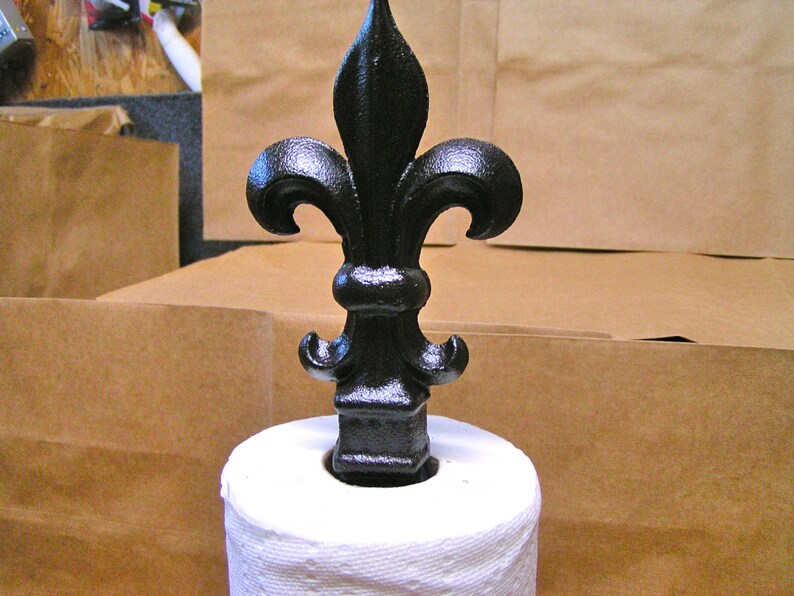 Bronze Iron Paper Towel Holder Fleur De Lis Finial Etsy
