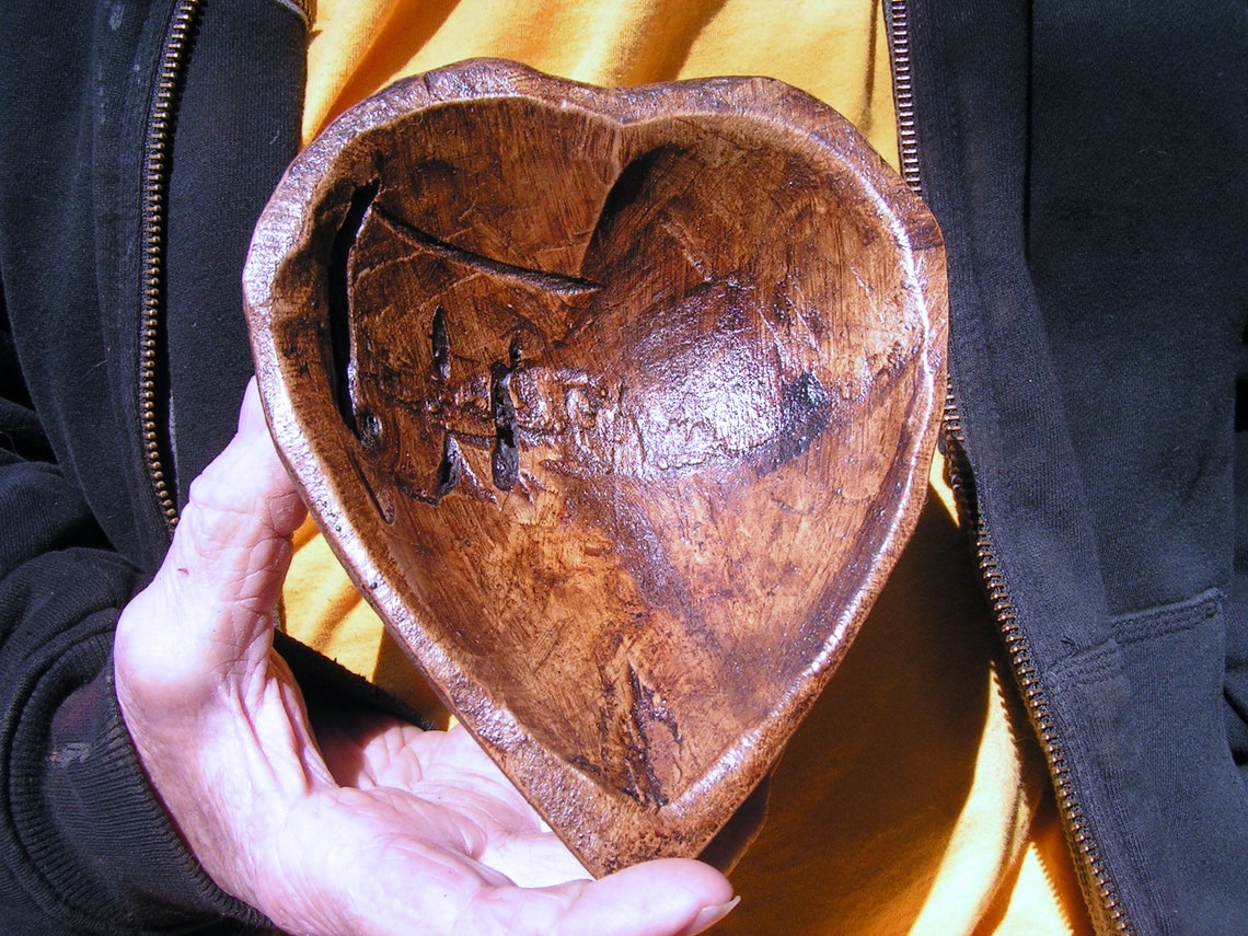 Hand Carved Wooden Heart Shaped Dough Bowl 2454 - Etsy
