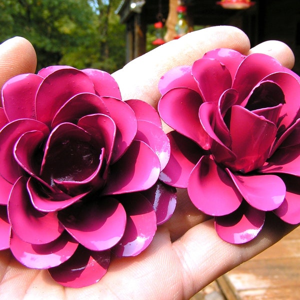 Pink Metal Flowers Etsy
