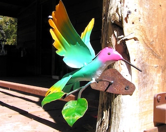 Metal garden Hummingbird sculpture, whimsical yard art