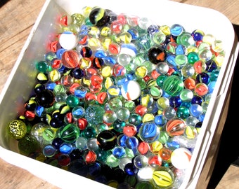 BULK 300 Glass marbles Mixed lot BIG and small 5/8" to 1" New Old stock