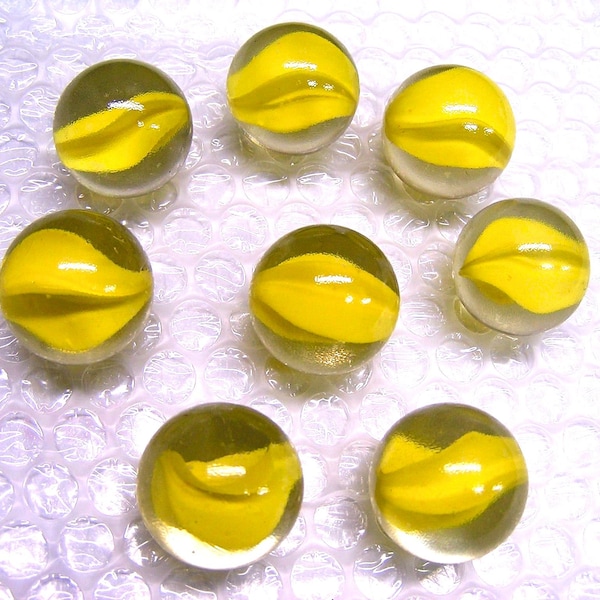 8 LARGE glass Yellow marbles