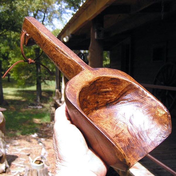 Primitive Wooden scoop, Hand carved wood, 2851
