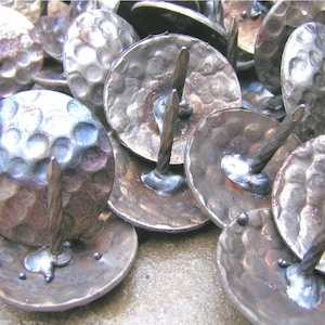 50 Iron Clavos Nails, 1 1/4 inch Decorative Hammered Nail Heads for rustic Doors, Furniture Craft
