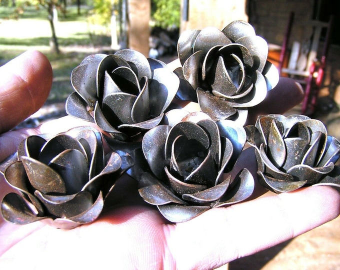 FIVE Medium Roses Metal Flowers for Crafts Jewelry Etsy