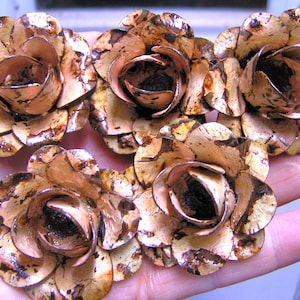 FIVE SUPER distressed RUSTY flesh Pink roses, metal flowers for accents, embellishments, crafting, jewelry, art, arrangements, B4