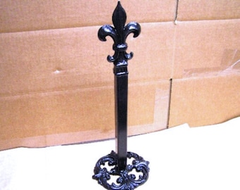 Black Iron Paper Towel Holder Finial Fleur de Lis Handmade in USA