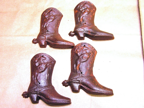 Cast Iron Cowboy Boot Spurs Welcome Bell Rustic Wall Mount Western Porch Decor Cast Iron Cowboy Boot Spurs Welcome Bell Rustic Wall Mount Western Porch Decor